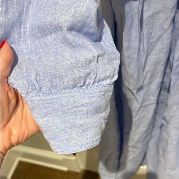 J Crew Sold Out Cabana Linen Dress Elegant Blue Full Slip Pockets XL - Picture 5 of 11